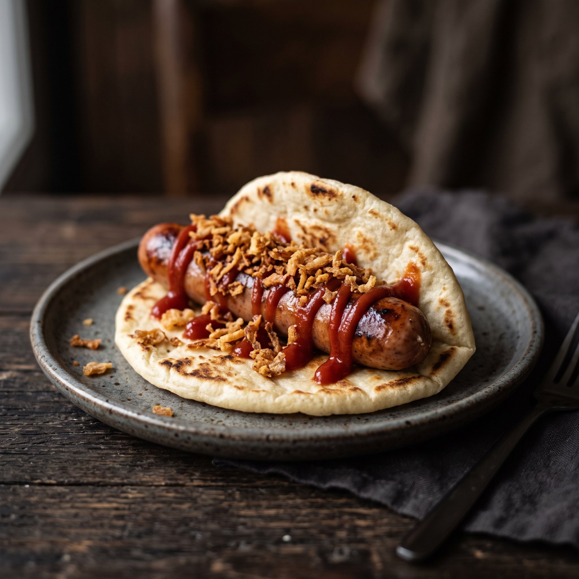 Grillpølse i lompe