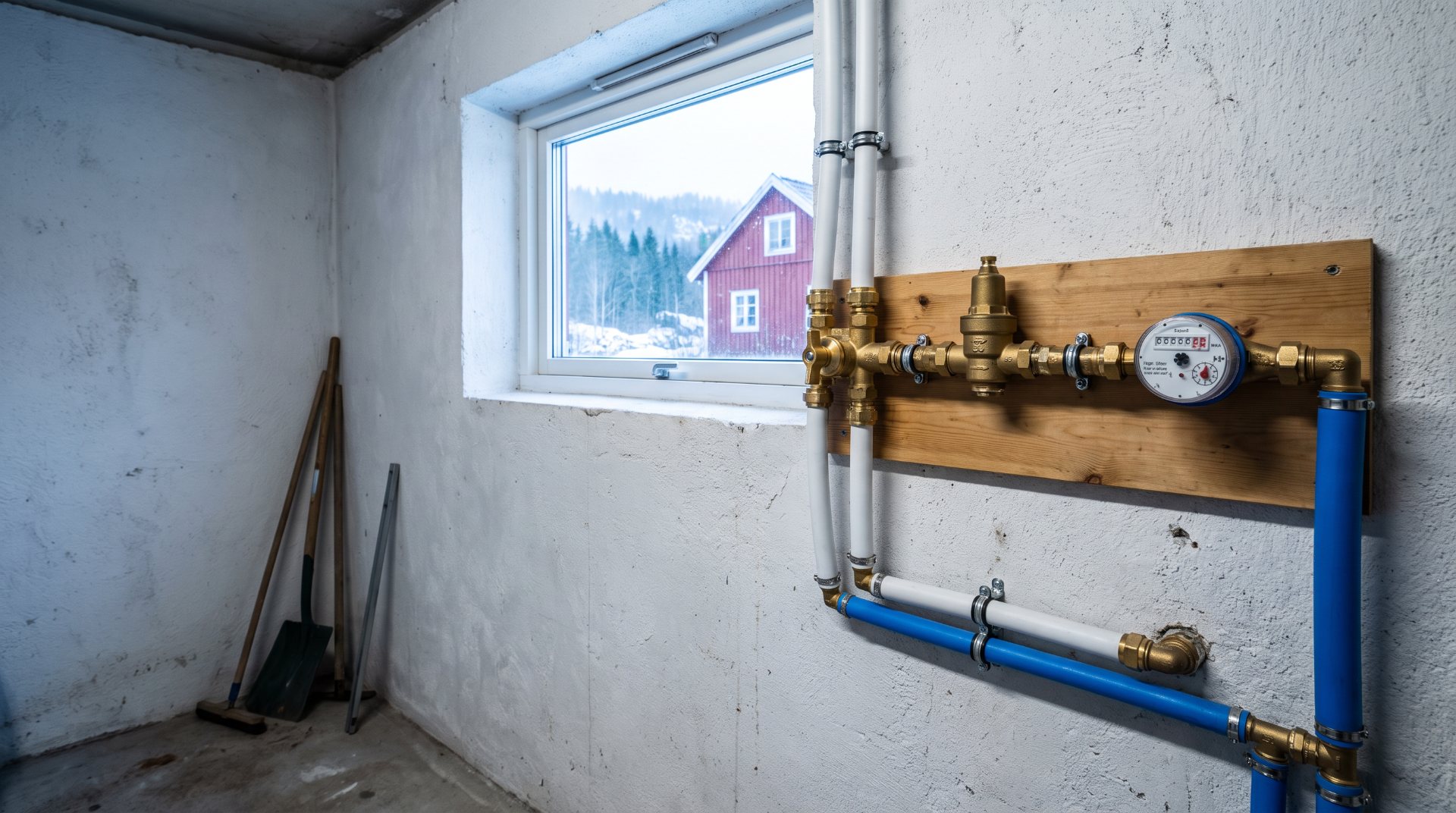 Stoppekran og vannmåler
