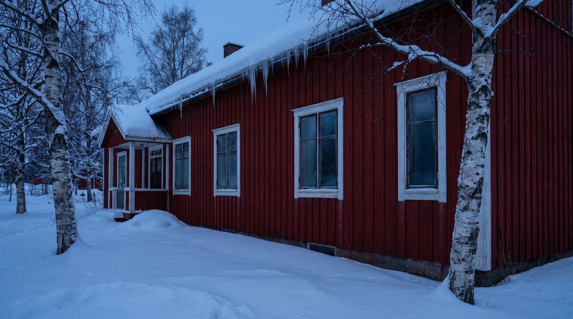 Før: Enebolig i snø