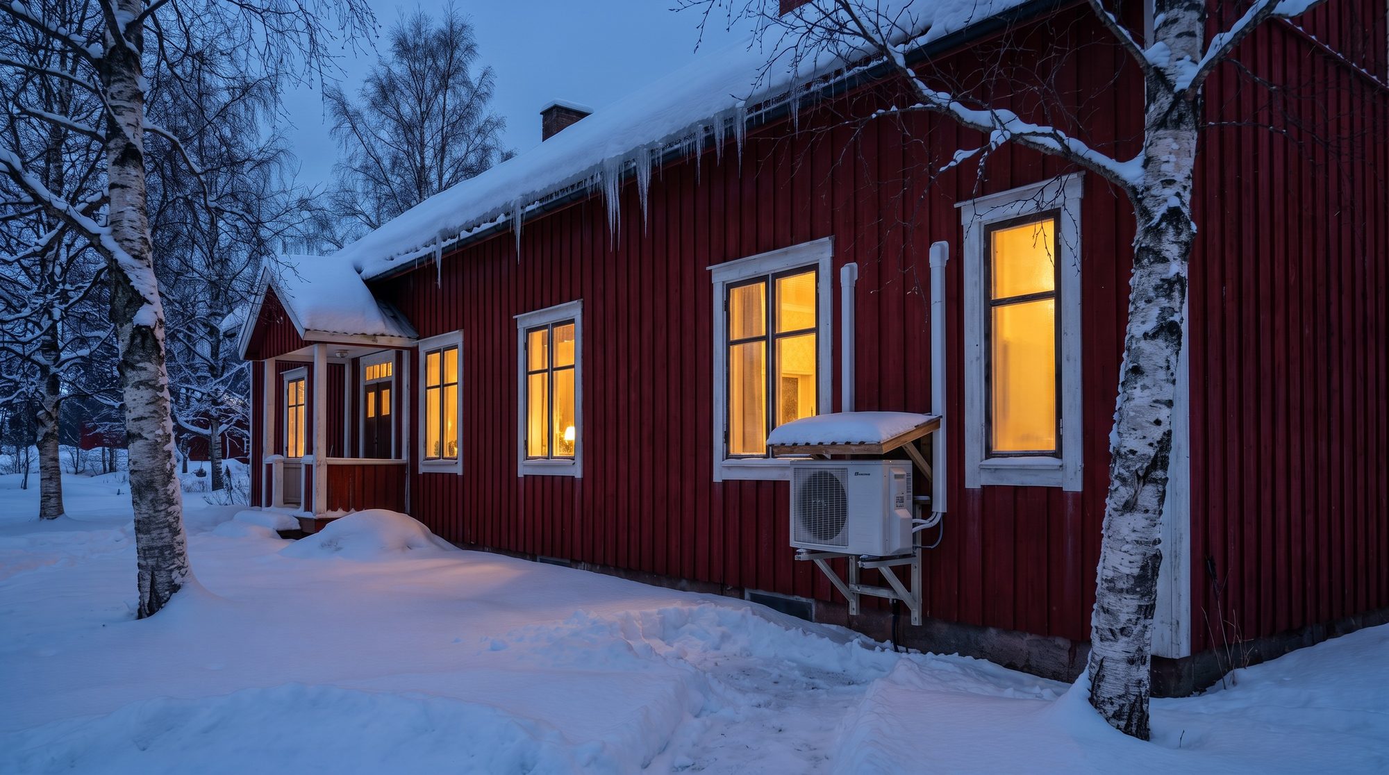 Etter: Enebolig i snø
